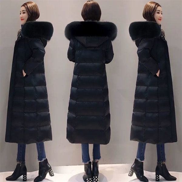 

women winter bubble coats down long padded clothes solid color black jacket puffer warm thick parkas 211018