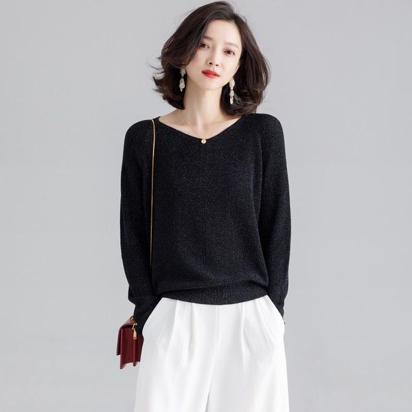 

women's sweaters 2021 early autumn sweater french casual loose silver wool female f9030, White;black