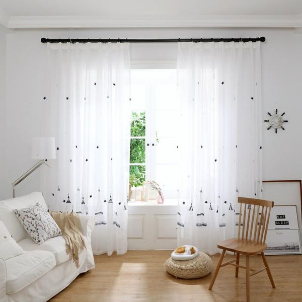 

modern simple cartoon pattern small fresh embroidery bedroom living room bay window can be customized screen home fabric curtain & drapes