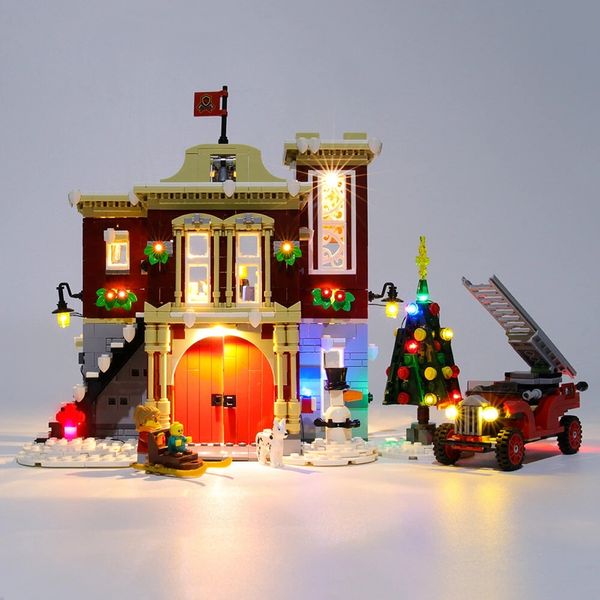 YeaBricks DIY LED Kit de luz de iluminação para LEGO 10263 Estação de incêndio de Natal Acessórios de iluminação Blocos de construção