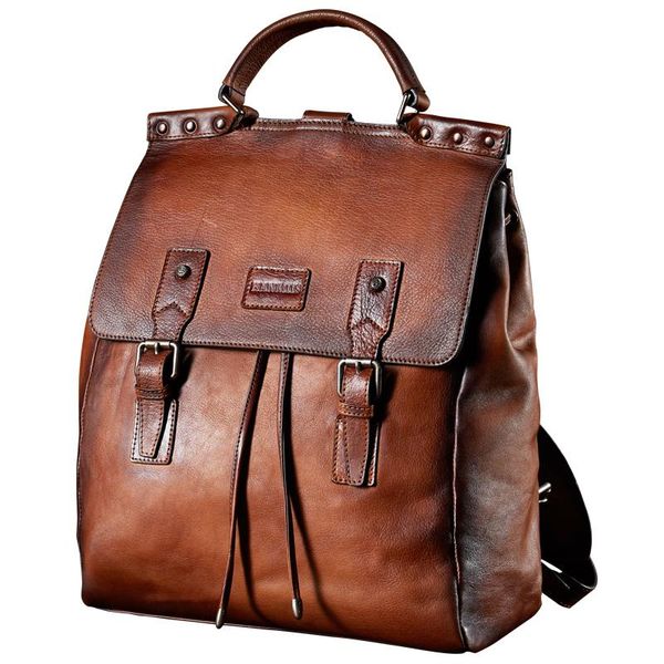 

backpack luxury mens cow leather business casual men's vintage style cowhide