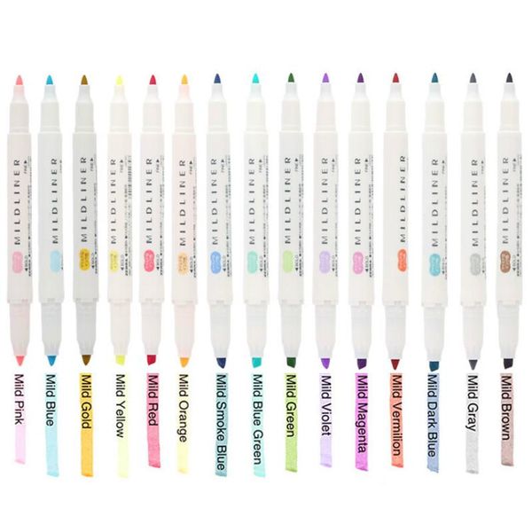 

highlighters 1pcs japanese stationery zebra mild liner cute double headed fluorescent pen hook school highlighter color mark, Black;red