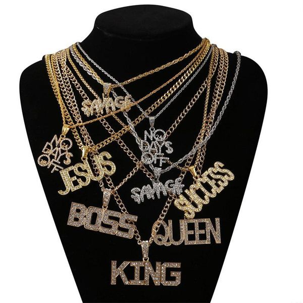 

pendant necklaces kaplan center letters women men gold color initial hip-hop style rope chain english letter jewelry, Silver