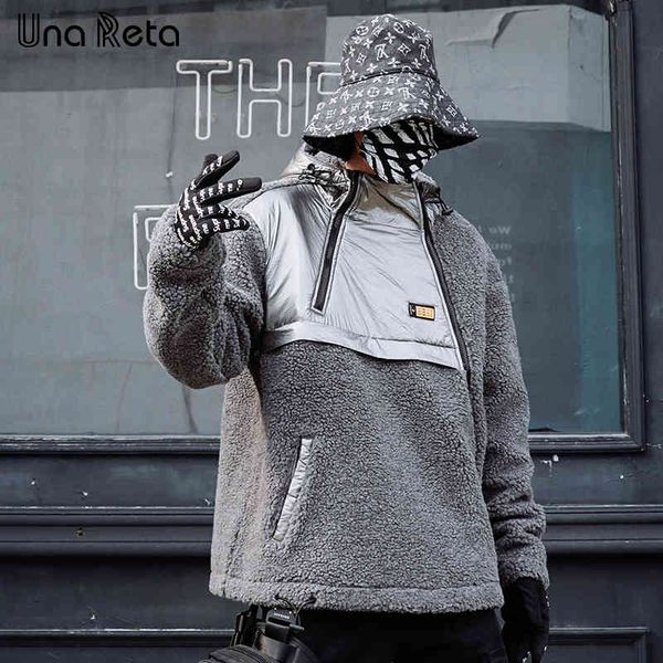 

men's down & parkas una reta winter men hooded parka casual wool jacket plus size mens hip hop splice warm coat streetwear wayl, Black