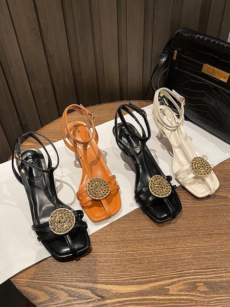 

dress shoes buckle female sandal 2021 summer high heels clear all-match square toe girls strap high-heeled stiletto rhinestone fashion, Black