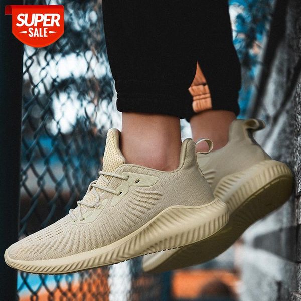 

men's shoes, sports youth students, flying woven old light and breathable running casual white shoes #at6y