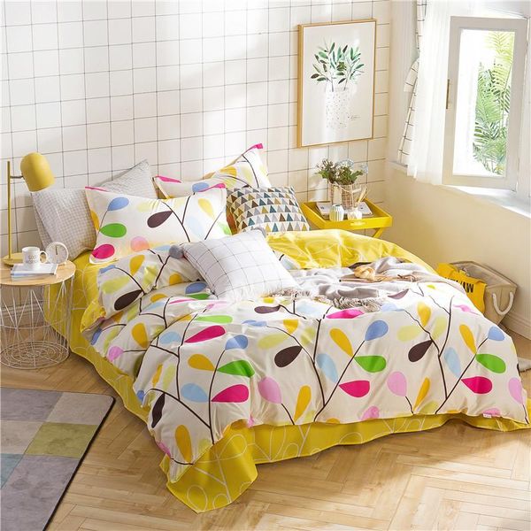 

bedding sets white yellow duvet cover leaves bed sheets pillowcases twin  king quilt comforter fashion bedclothes