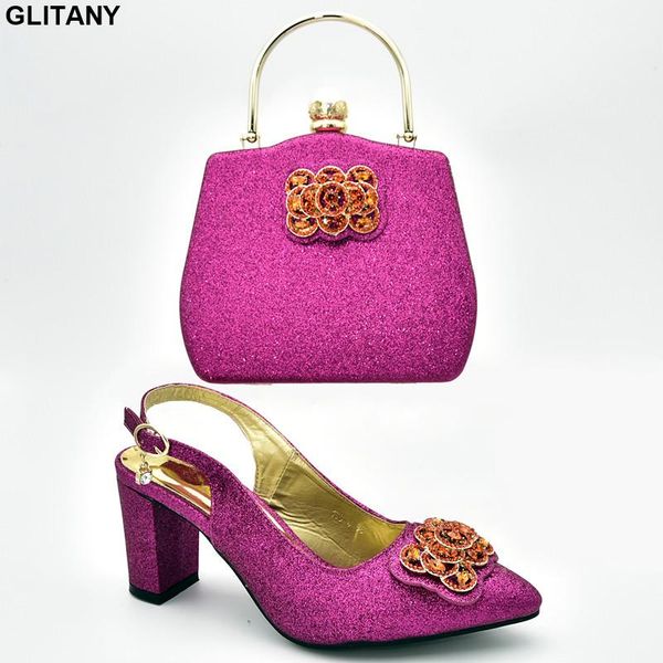 

dress shoes arrival italian with matching bags for women nigerian wedding party and bag set decorated rhinestone, Black