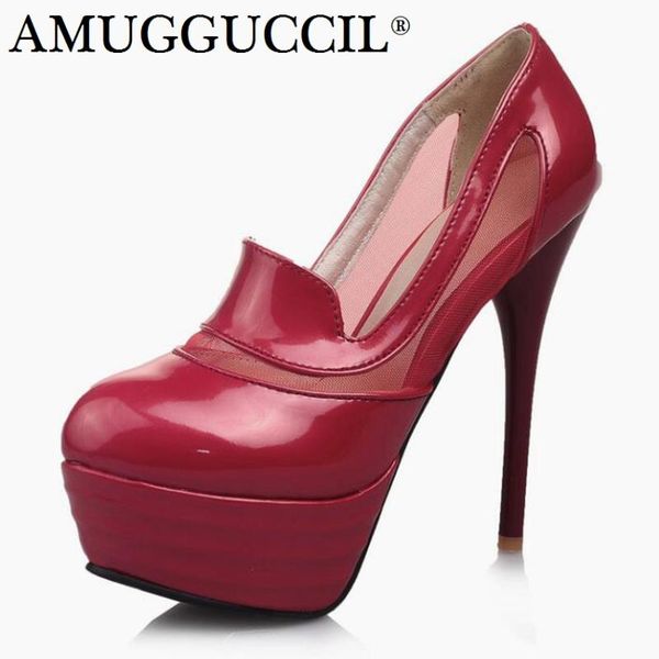 

plus big size 31-44 black red fashion high heel platform spring autumn ladies females shoes women pumps d1192 dress