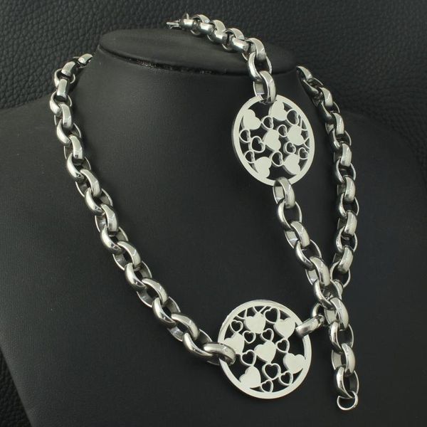 

earrings & necklace wholesale stainless steel vintage jewelry round silver color bracelet sets for woman sgezancf