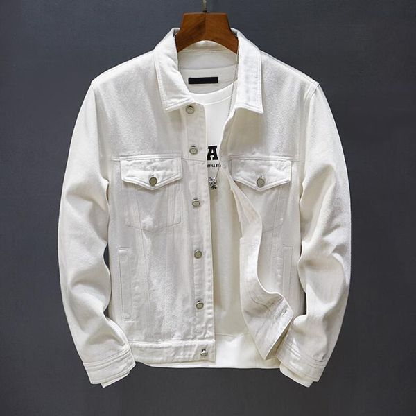 Preto branco homens jeans jaqueta estilo moda manga longa streetwear mens outwear hip hop sólido masculino custo tamanho M-3XL