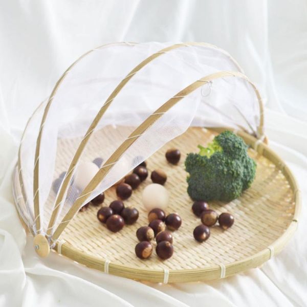 

storage baskets food serving tent basket hand woven bamboo dustproof bug proof mosquitoesor vegetable fruits meals