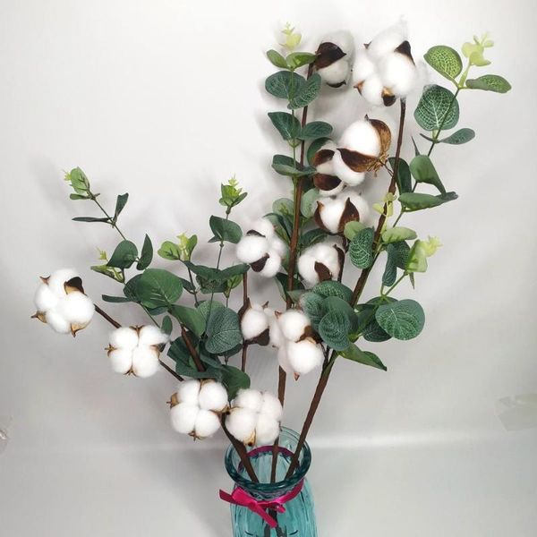 

naturally cotton flowers artificial floral branch for wedding party deco ration fake home decor decorative & wreaths