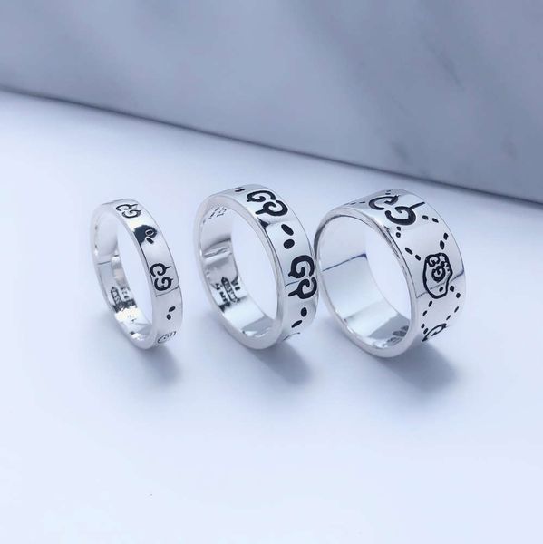 

ring gujia 925 silver elf skull couple's double g, one pair of rings worn out