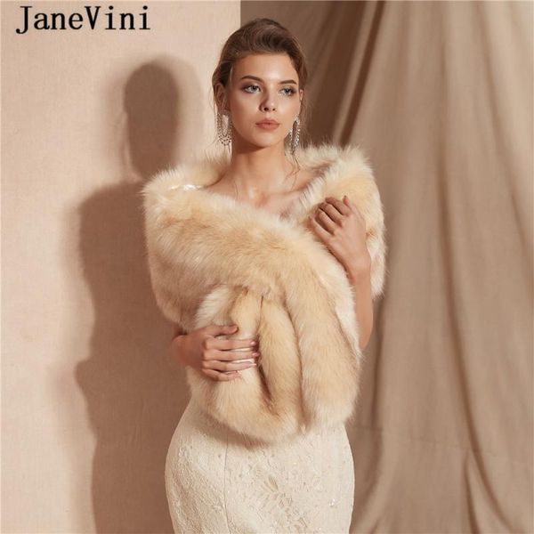 

wraps & jackets janevini elegant bridal bolero faux fur wedding shawl women formal winter cape wrap outerwear jacket brides accessories 2021, White