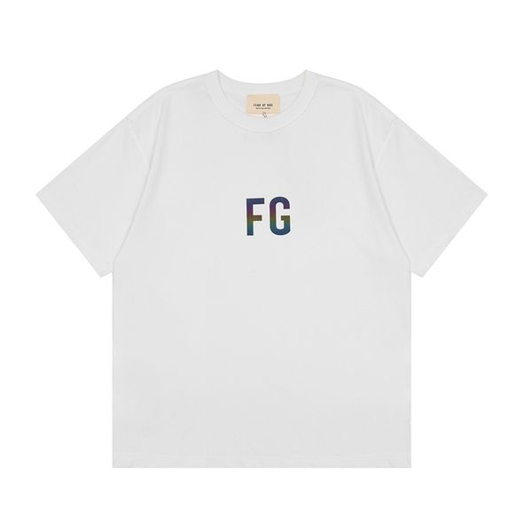 

fog short sleeve flower female fg reflective rich high street men essentials fashion fog t-shirt2021, White;black