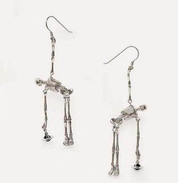 

dangle & chandelier punk skeleton bones gothic moving part spooky drop earrings vintage skull for women jewelry party gifts, Silver