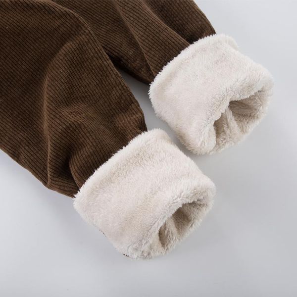 

women's pants & capris winter velvet thick corduroy elastic high waist loose lambswool harem casual straight trousers, Black;white