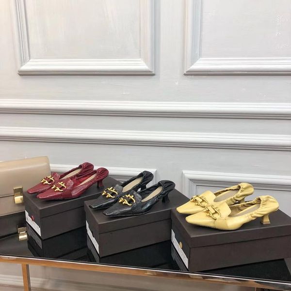 

dress shoes 2021 women lady genuine leather low high heel pumps, Black