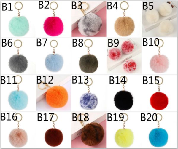 35 Cores Furry Fofo Puff 8cm Bola de Pele de Coelho Falso Pom Chaveiro chaveiro de ouro Chaveiros de bolsa