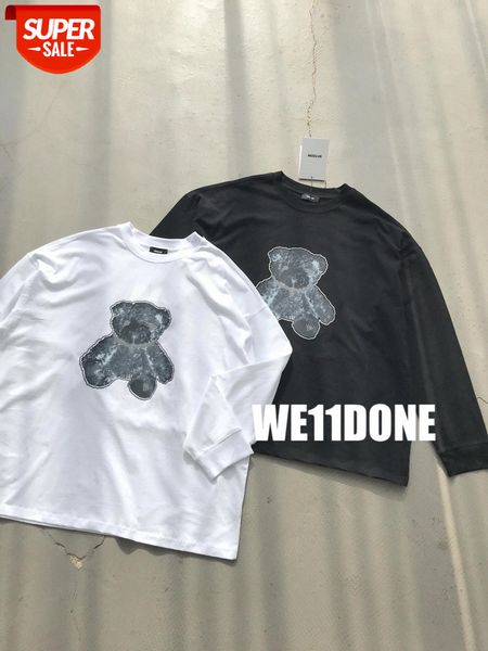 

we11done2 color luminous pearl necklace teddy bear t-shirt long-sleeved sweater #3j2l, Black