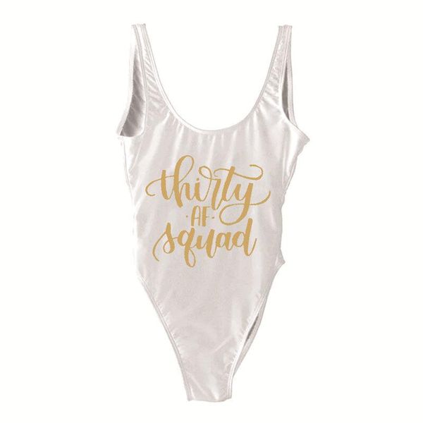 

women's swimwear thirty birthday one-piece swimsuit beach bathing women club bachelorette party summer team beachwear, White;black