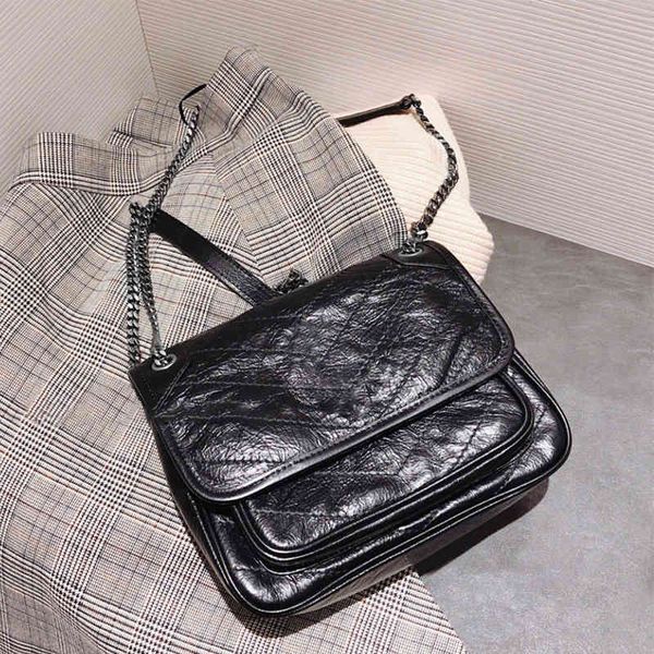 

leather small chain oil wax large capacity one shoulder slant span women's vagrant bag lcb6