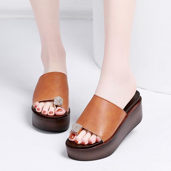 

slippers 2021 women's sensed toe sponge cake with thick bottom and wedges, Black