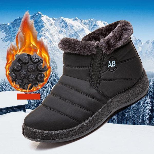 

boots winter warm solid shoes female snow women non-slip short plush footwear ladies slip on soft comfortable casual indoor boot uwhg, Black