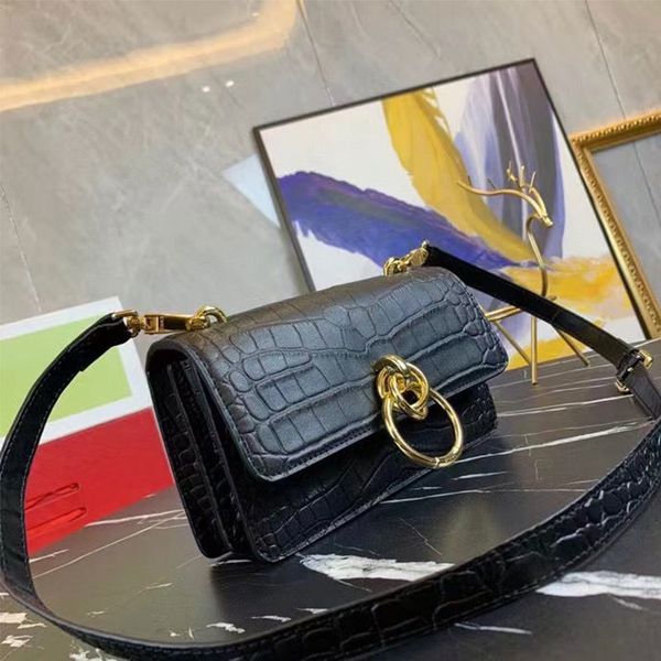 

design hand 2021 new leather crocodile pattern small ladies retro chain shoulder messenger bag square