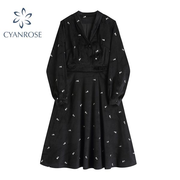 

black flannel french dress elegant women vestidos spring party frocks ladies v neck long sleeve chic ins romantic clothing 210417, Black;gray