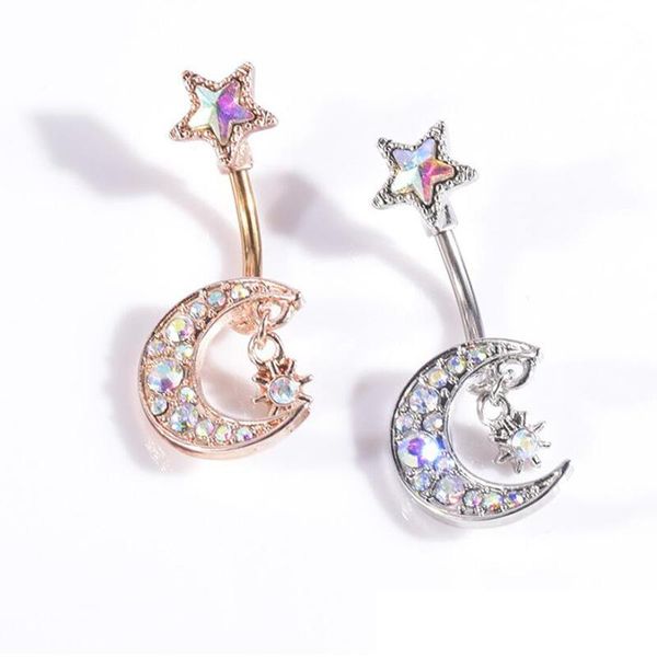

wholesale 50pcs/lot moon star style belly button piercing studs titanium steel navel jewellery for salon and piercing
