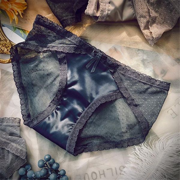 

women's panties women hollow lingerie female lace seamless middle waist transparent ladies underwear briefs solid color, Black;pink