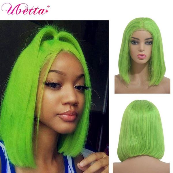 

lace wigs ubetta bob wig short brazilian bone straight human hair for black women 13x4 pre plucked, Black;brown