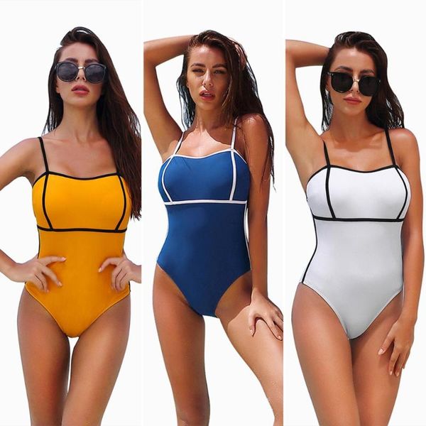 

one-piece suits solid string swimwear women one piece swimsuit pro compentitive swimming suit bikinis for girls quick-dry white padded