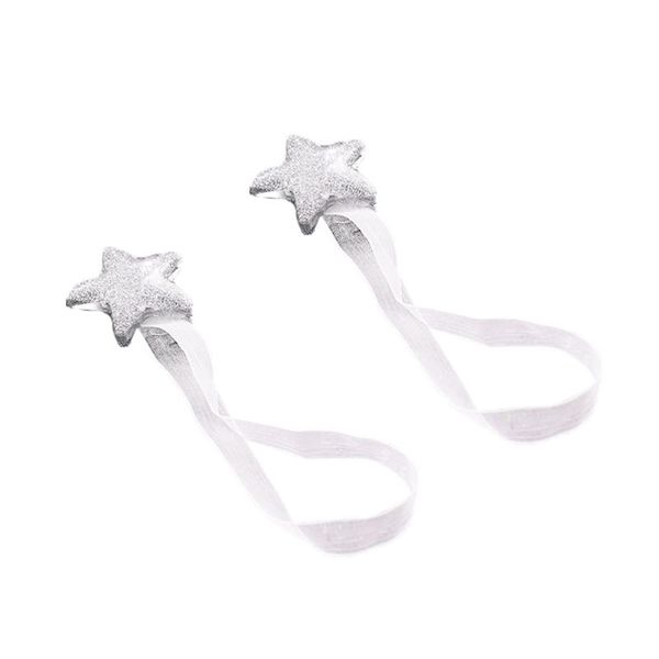

curtain & drapes 2pcs magnetic fastener star shaped tiebacks binding band for home shop (silver)