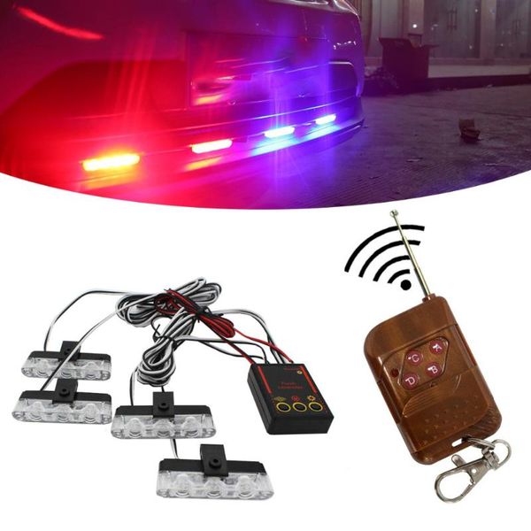 

emergency lights 4 led car truck strobe light remote wireless control flash signal fireman beacon warning