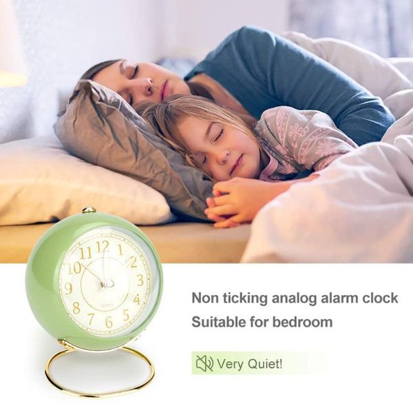 

other clocks & accessories alarm clock mini size bedside bell quiet non ticking travel wake up timer with night light quartz