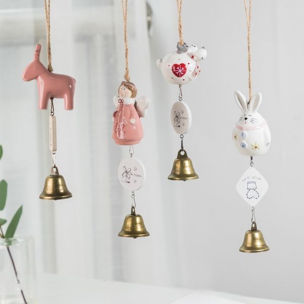 

wind creative girl xiaoqingxinsen ceramic japanese pendant balcony door bedroom copper bell gift