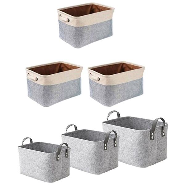 

storage baskets 3 pcs basket bin & felt boxes with two handles