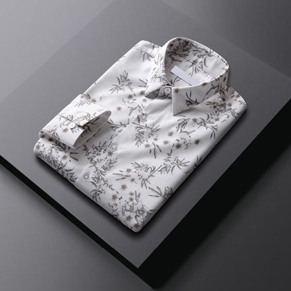 

men's casual shirts oversized 5xl autumn fashion retro print shirt office male classic blind date suit work youth business travel, White;black