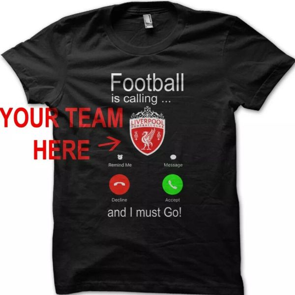 

football is calling personalised choose your team black printed t-shirt 9071, White;black