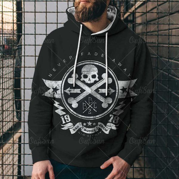 

men's loose 3d digital printed hooded sweaters 2l2m, Black