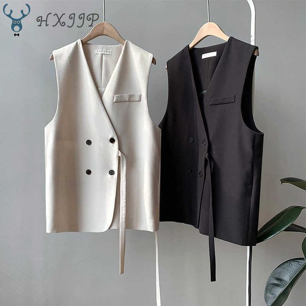 Outono Mulheres Short Office Lady Casual Blazer Vest Mulheres Black Slim Senhoras Moda Elegante Sem Mangas Outerwear Casacos 210607