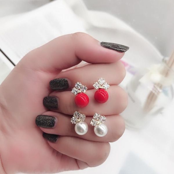 

other real 100% 925 sterling silver stud earrings with pearl lasting shiny limpid zircon floret ears fashion style exquisite jewelry, Golden;silver