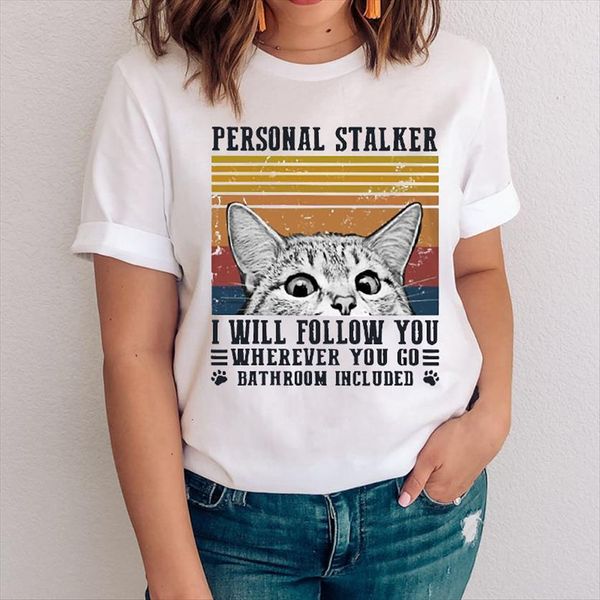

graphic printing cartoon paw women t shirts letter fashion funny cat casual clothes clothing tees print female shirt, White