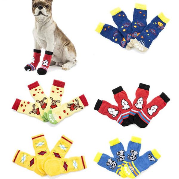 

dog apparel safety pet socks warm cute cartoon anti slip sock breathable cotton puppy knits supplies