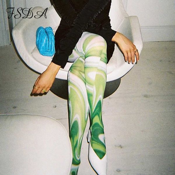 

green print pants high wasit summer women y2k leggings stretch basic sport casual breathable tight long trousers, Black;white