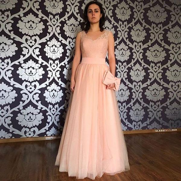

party dresses blush pink a-line evening v-neck sleeveless long lace formal elegant vestido de noche zipper back, White;black