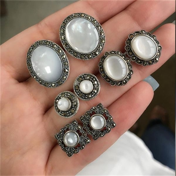 

earrings simple pebble opal earring set 4 pairs, Golden